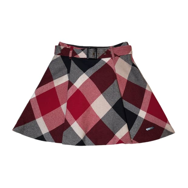 버버리 벨트 모직체크 스커트