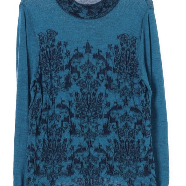 (착샷O)빈티지 딥블루 유니크 패턴 니트