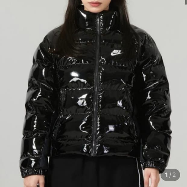 [나이키] 유광 숏패딩 블랙 S