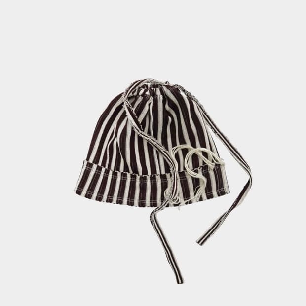 공테잎 스트라이프 리버서블 비니 WHITE / BROWN