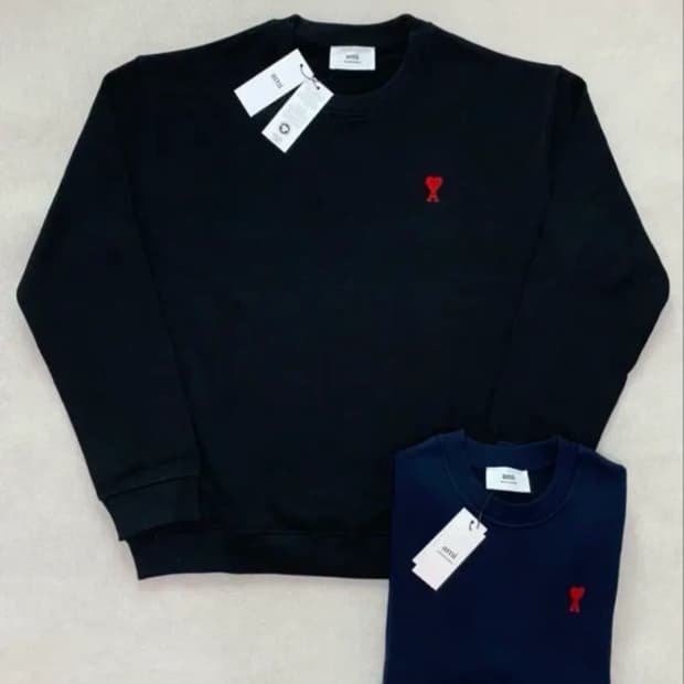 무료배송, 새상품) 아미 맨투맨 논기모 스몰로고 남녀공용 / 그레이,블랙