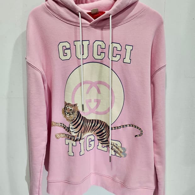 구찌 핑크 타이거 후드티 L 정품