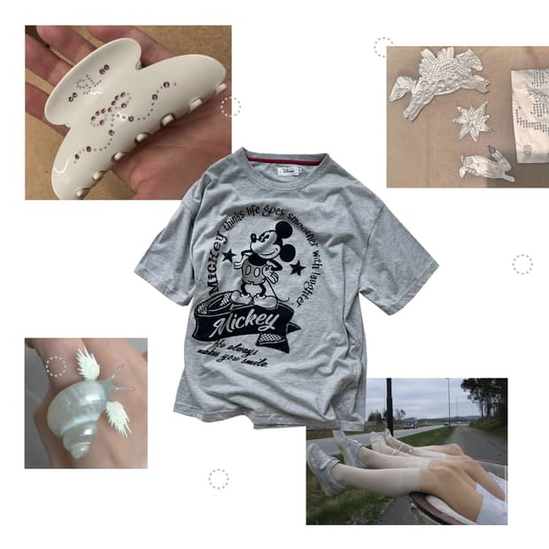 𓏲𓎨ෆ ̖́-‬ Dot Mickey 1/2 T-Shirt