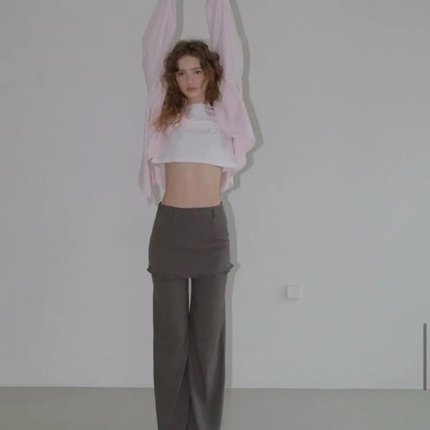 러브바이무드 Ove Skirt Slacks [gray beige] 새상품