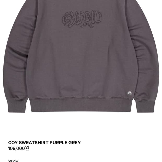 코이세이오 COYSEIO 코이 스웻셔츠 퍼플 그레이