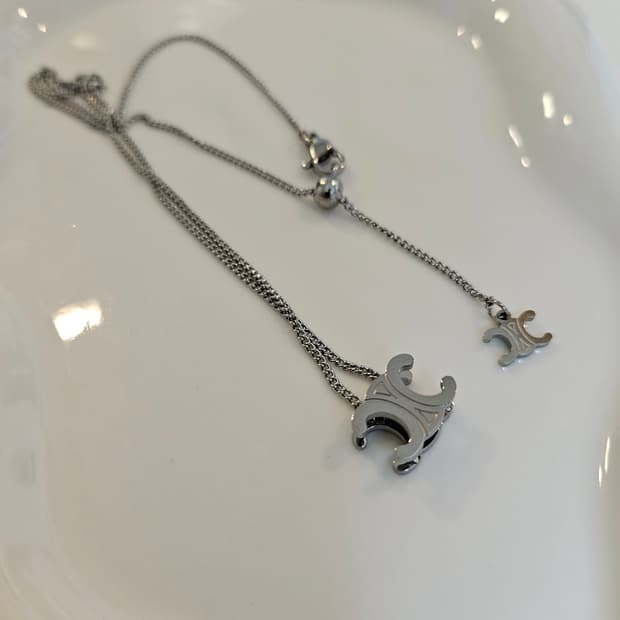 셀린느 업사이클링 양면 은장 목걸이