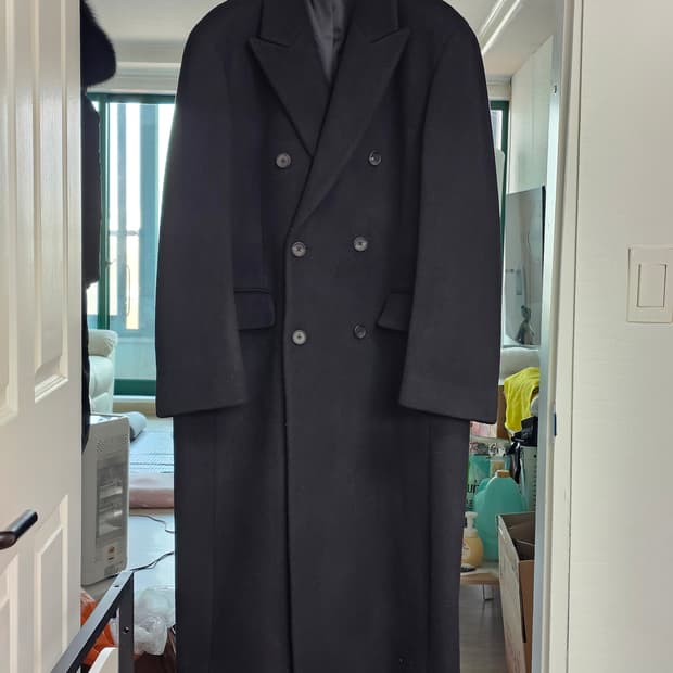 무탠다드 캐시미어 블렌드 대디 숄더 더블 롱 코트 XL