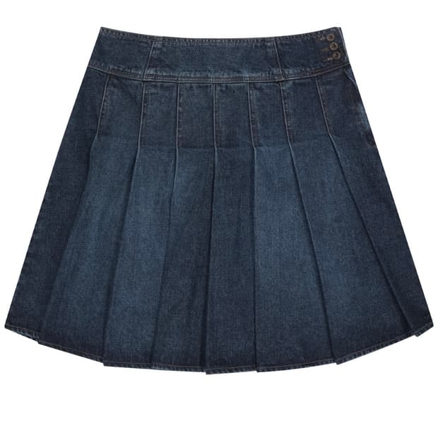 DEEP DENIM PLEATS SKIRT NAVY
