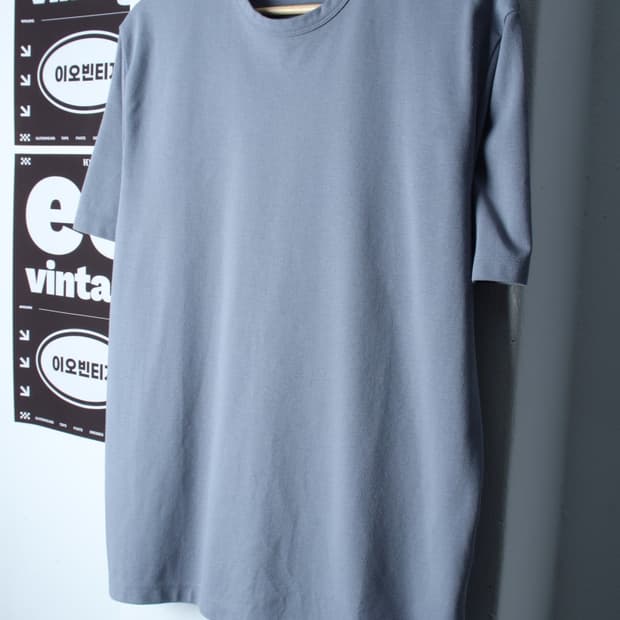 (L-XL) 에잇세컨즈 반팔 티셔츠 연블루 무지 폴리-H35287