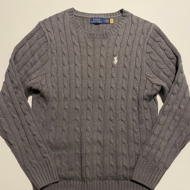 폴로 케이블 니트 진그레이