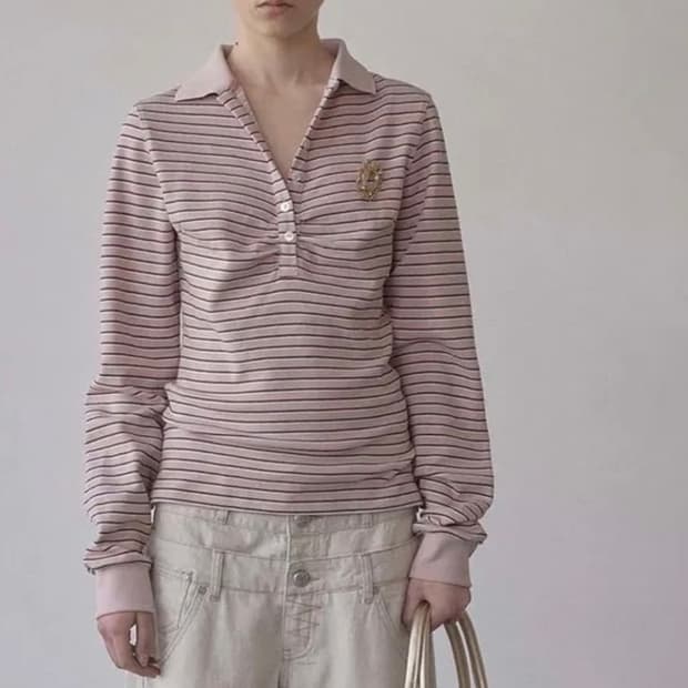 스컬프터 shirring Tennis  shirt pink