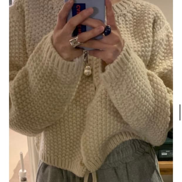 리본빛 테디 니트 가디건 아이보리 (새상품)