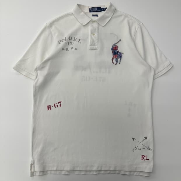 폴로랄프로렌 신형라벨 로고 화이트 카라티 