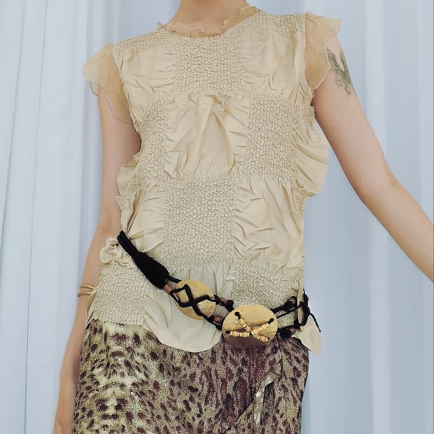 Yoshiki Hishinuma Crinkle Sleeve Top