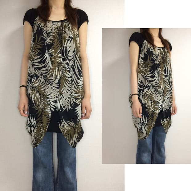 빈티지 프린팅 원피스 튜닉