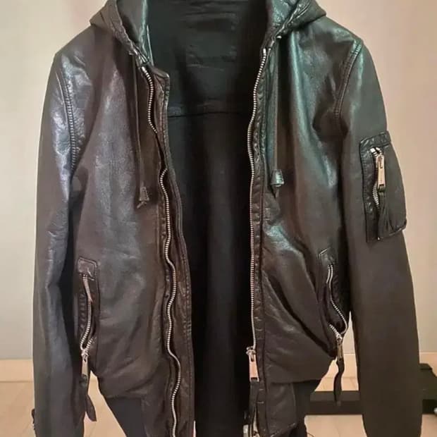 가죽 후드자켓