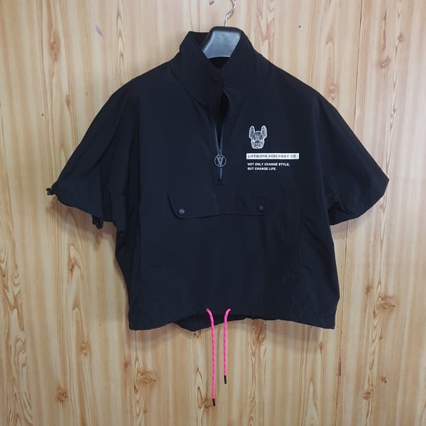 라이프워크 블랙 반팔 하프집업 아노락 바람막이 F