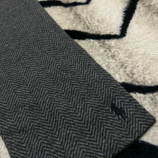 폴로랄프로렌 헤링본 메리노울 머플러/그레이