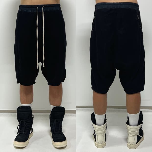 릭오웬스 15FW 울 캐시미어 BASKET SWINGER 쇼츠 블랙