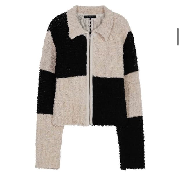 다이애그널 컬러 블록 집업 가디건