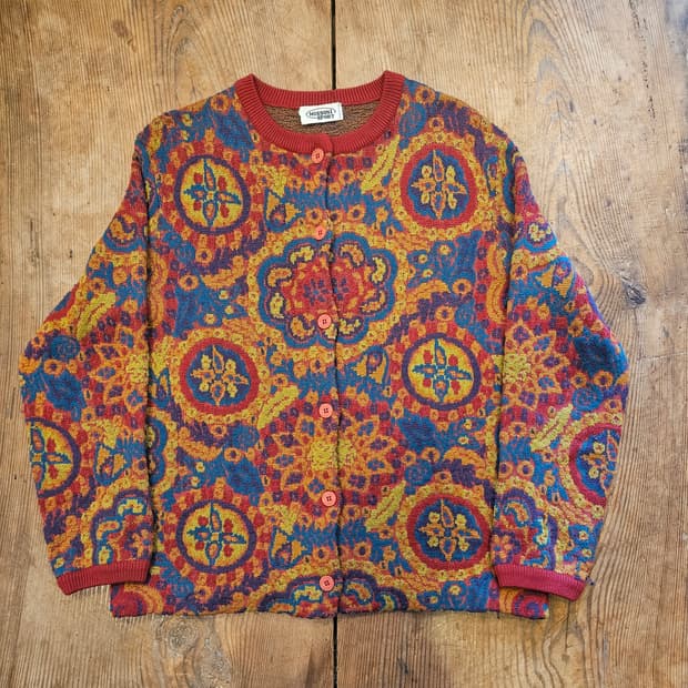 미쏘니 스포츠 아가일 패턴 울니트 가디건