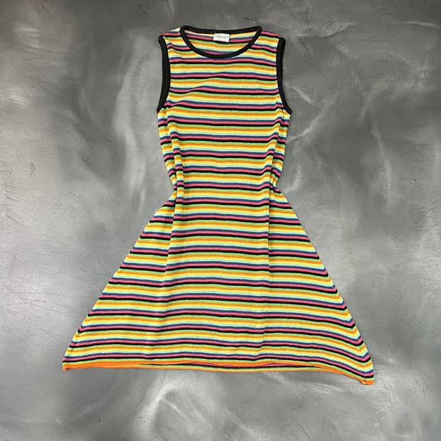  베네통 스트라이프 슬리브리스 니트 원피스 y15984