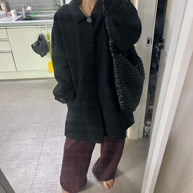 빈티지 울하프 코트 숏코트