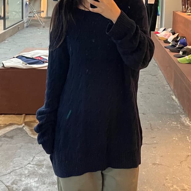 폴로 랄프로렌 네이비 꽈배기 니트 H501