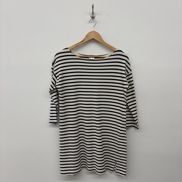 오르치발 아이보리 네이비 스트라이프 티셔츠 여/L