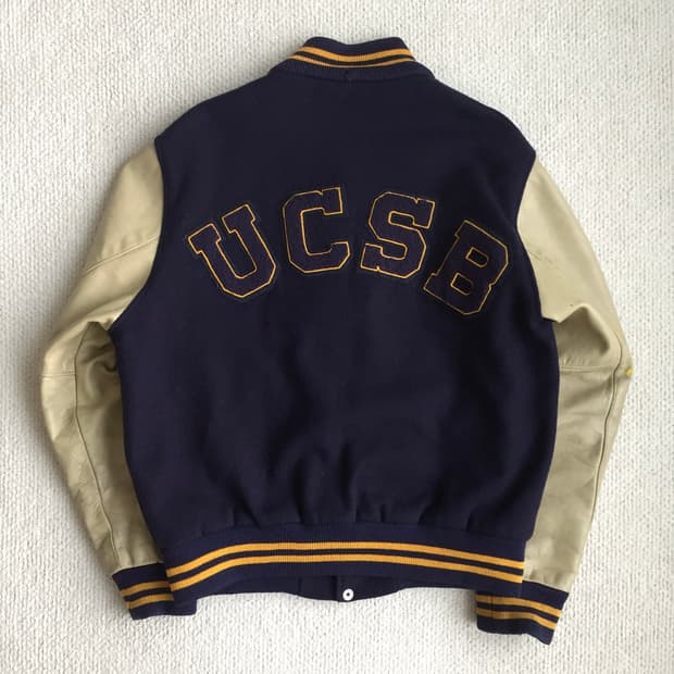 80-90‘s Dehen UCSB 울 레더 바시티 자켓