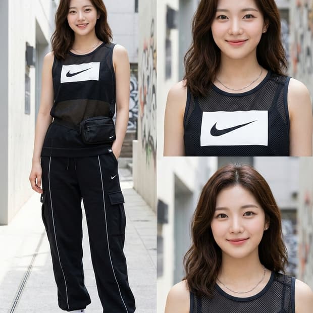 나이키 빅로고 메쉬 나시 블랙