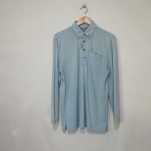 랑방 스포츠 스트라이프 긴팔 폴로티 카라 롱슬리브 스카이블루 남녀공용