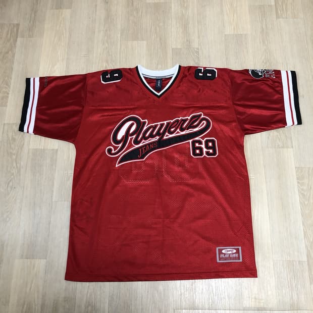 (XL) 00's PLAYERZ 69 힙합 웨어 럭비 져지 레드