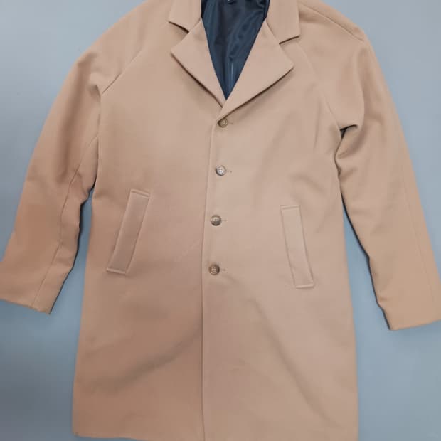 [L] 알루몰루 울혼방 4버튼 싱글 브러스티드 코트 베이지