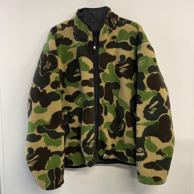 베이프 리버시블 카모 플라쥬 플리스 자켓