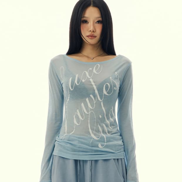 길라아카이브 스크립트 레터링 쉬어 롱슬리브 스카이블루