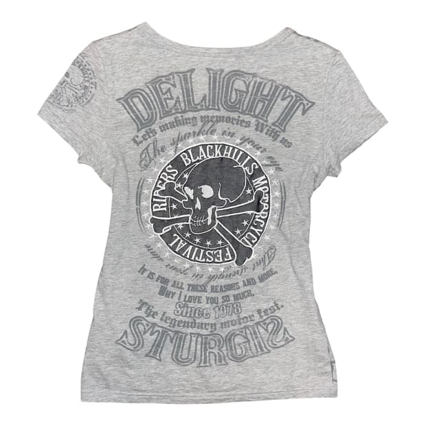 Glitz 글리츠 해골 자수 프린팅 반팔티 y2k펑크갸루