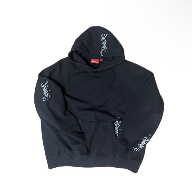 슈프림 태그 후드 스웨트셔츠 블랙 - 24SS. XL
