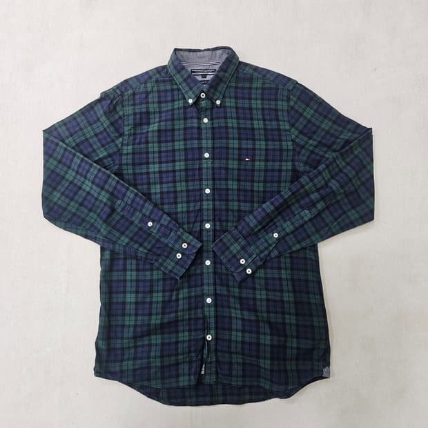 L 타미힐피거 체크패턴 슬림핏 셔츠 0312Y