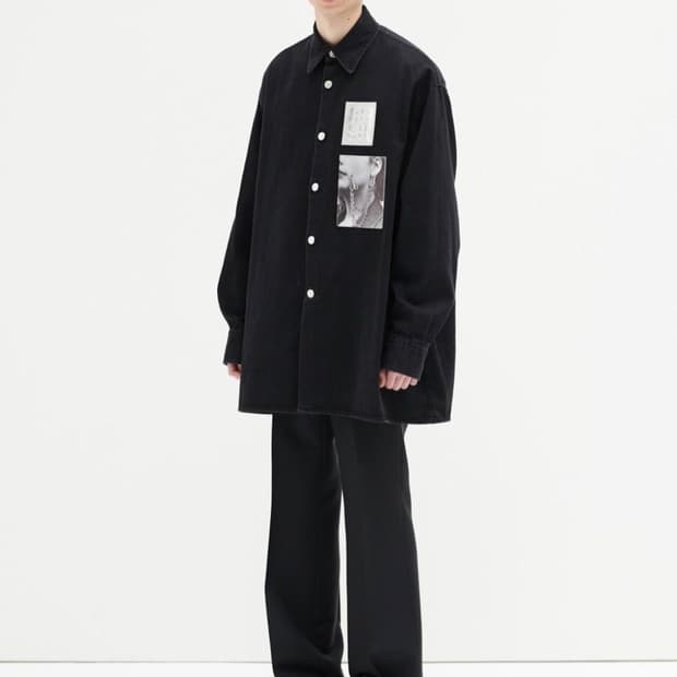 19SS 라프시몬스 실버패치 데님 셔츠