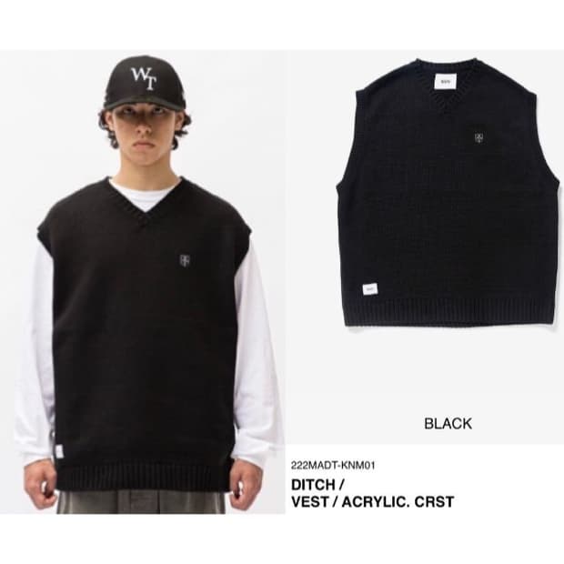 WTAPS 더블탭스 DITCH 브이넥 베스트 블랙 3