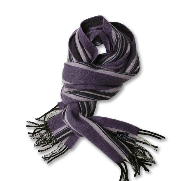 드레익스 [Drake's] 퍼플 스트라이프 바니스 뉴욕 울 앙고라 머플러