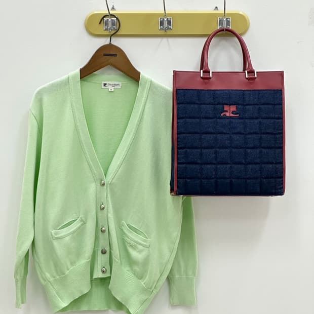 courreges / 꾸레쥬 루즈핏 브이넥 코튼 가디건 