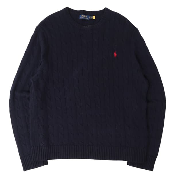 폴로 랄프로렌 QR 네이비 케이블 니트 스웨터