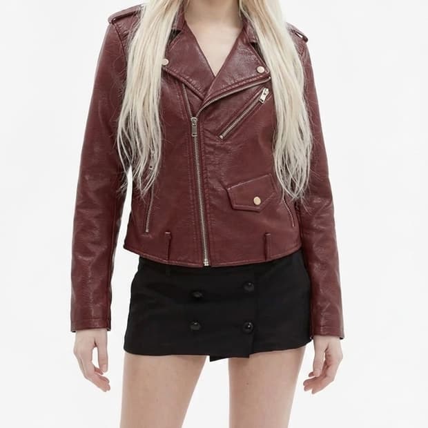 Lika Rulla 리카루라 버건디 라이더 가죽 자켓