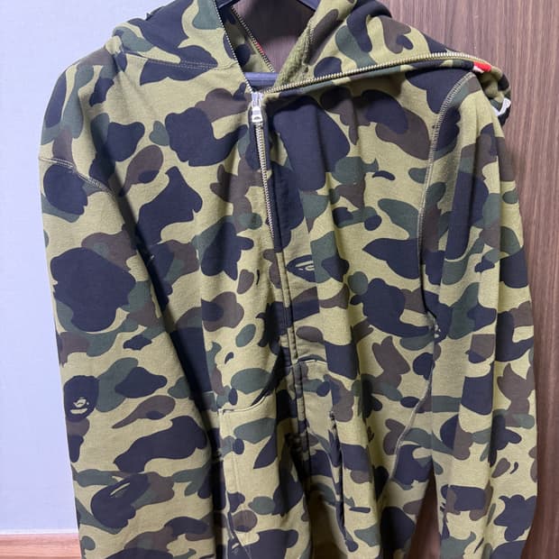 [XL]베이프 샤크후드 집업 아미그린