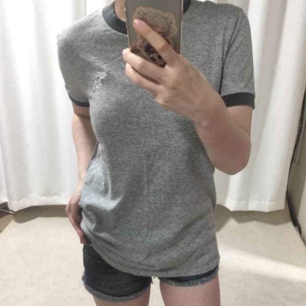 아베크롬비 그레이 링거 반팔 티