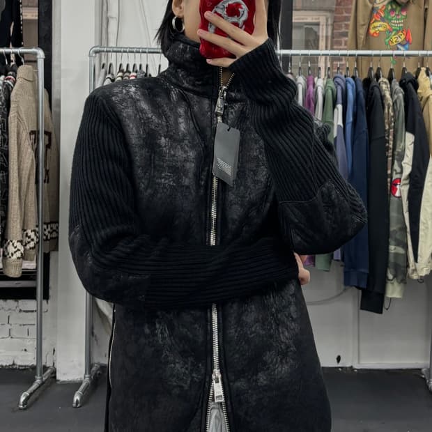 아르마니 익스체인지 스웨이드 니트 집업