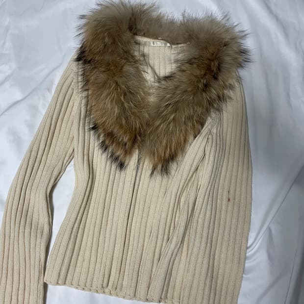 빈티지 y2k 갸루 퍼 니트집업