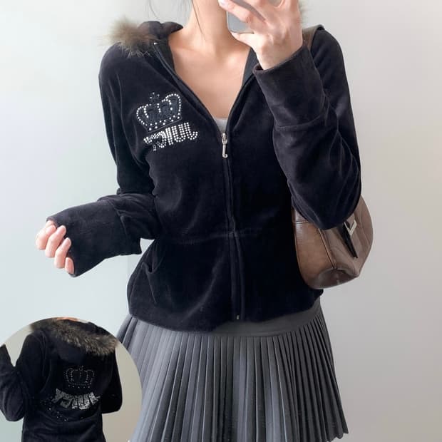 쥬씨 꾸띄르 벨벳 퍼 후드집업